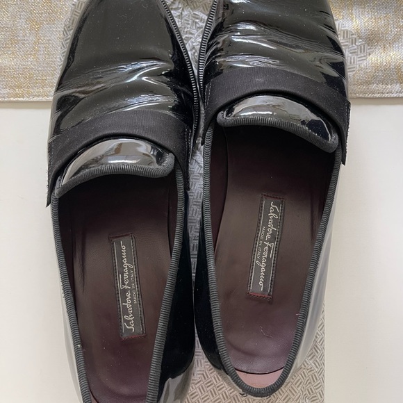 Salvatore Ferragamo Glossy Black Slip-On Shoes